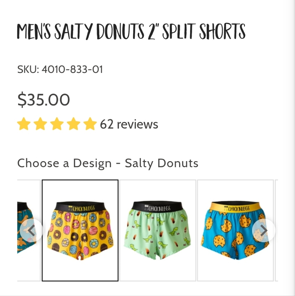 Chicknlegs Men's Salty Donuts 2" Split Shorts Medium - Picture 7 of 7
